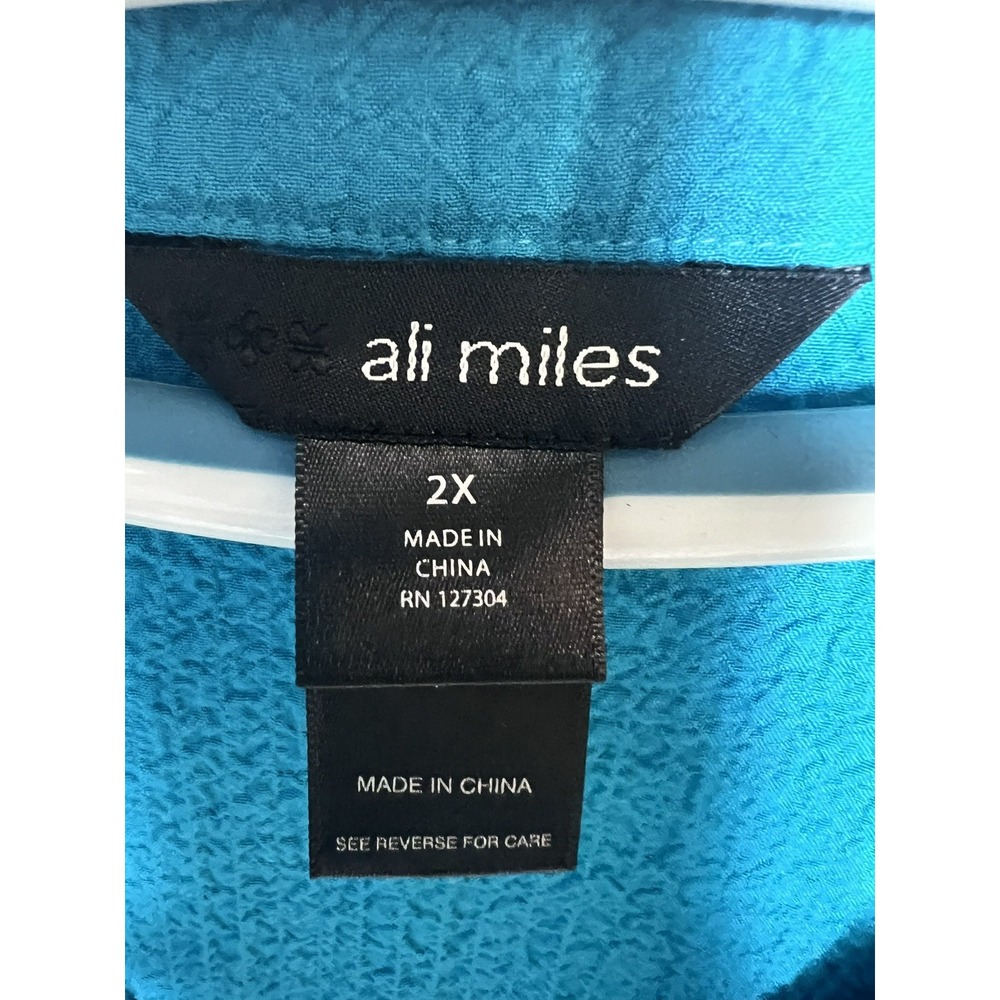 Ali Miles Women's 2X Aqua Green Textured Tunic Top Layered Lagenlook Art to Wear - Picture 11 of 12